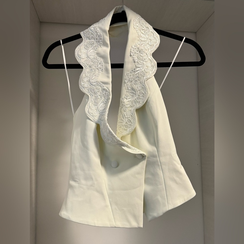 Reformation cream embroidered vest